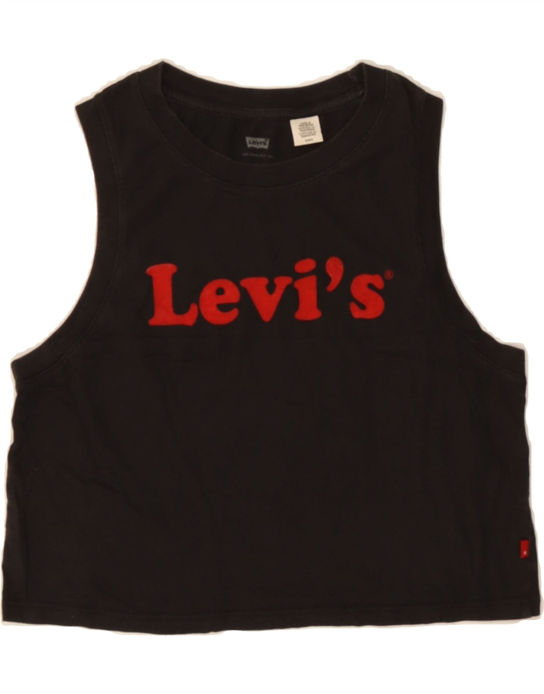 LEVI'S Girls Crop Graphic Vest Top 15-16 Years Small Black Vintage Levi's and Second-Hand Levi's from Messina Hembry 