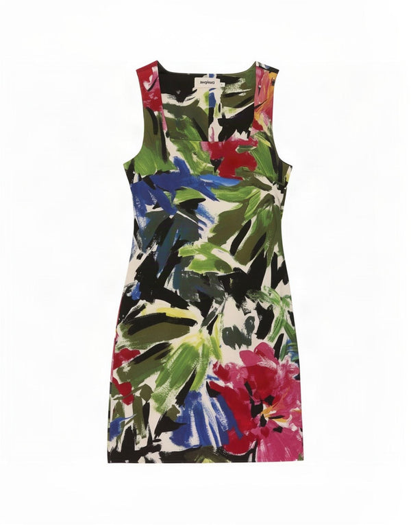 Desigual Abito tubino senza maniche da donna UK 8 Piccolo floreale multicolore