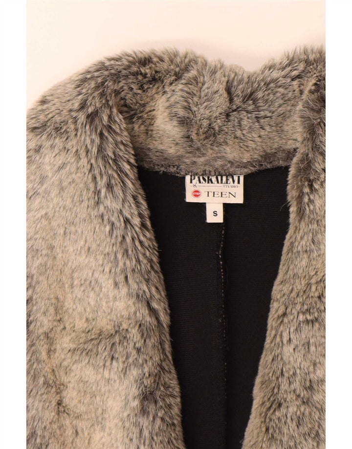 Giacca blazer vintage da donna a 5 bottoni UK 10 piccola grigia