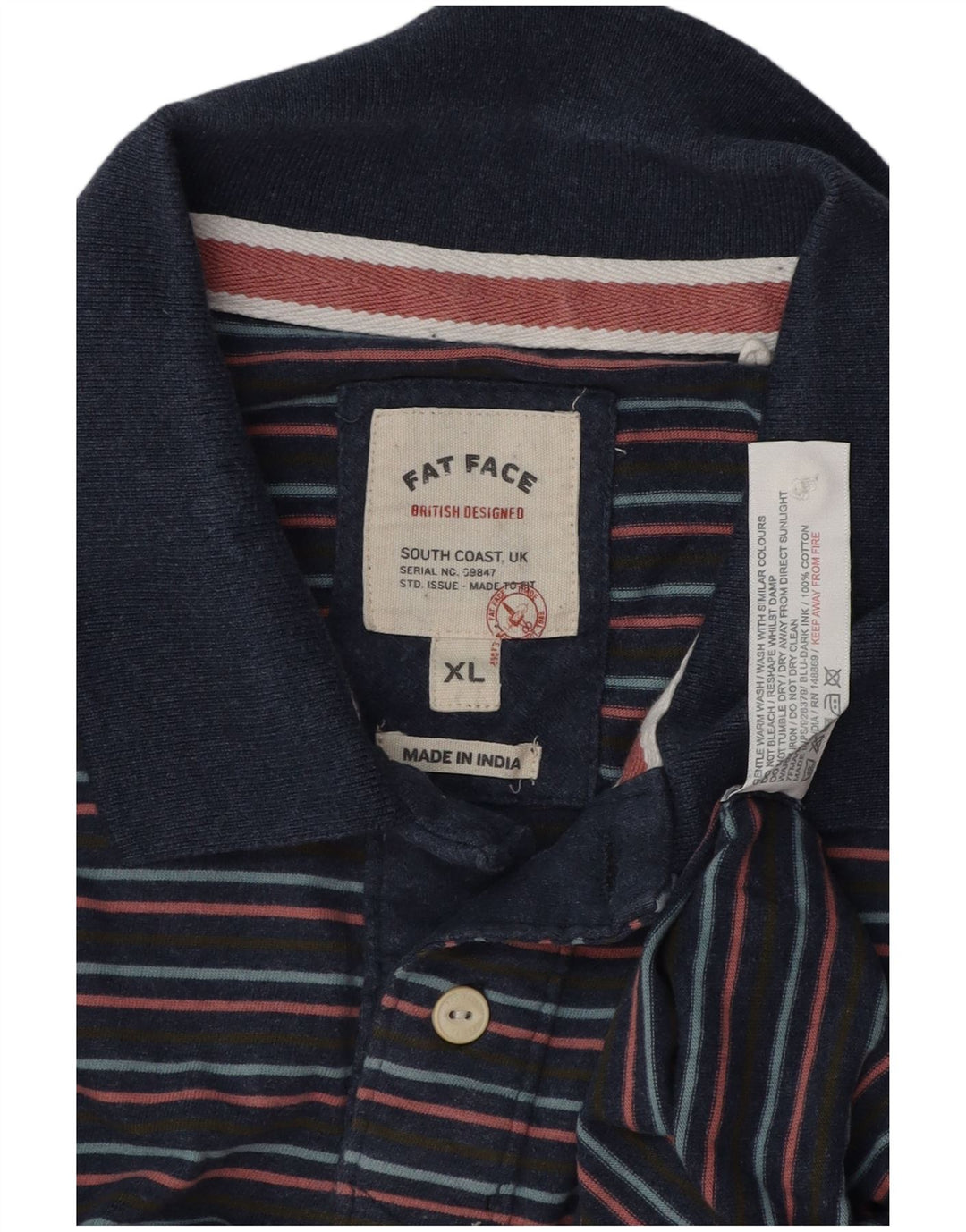 Polo da uomo FAT FACE XL in cotone a righe blu navy
