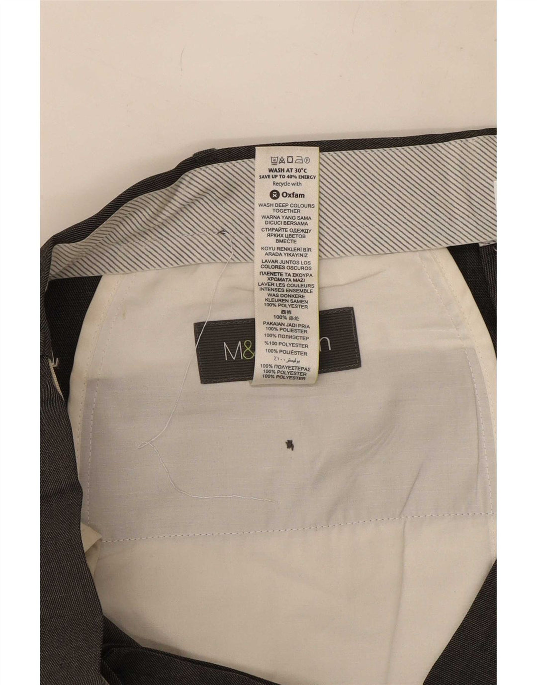Pantaloni da abito dritti da uomo Marks & Spencer W44 L29 poliestere grigio
