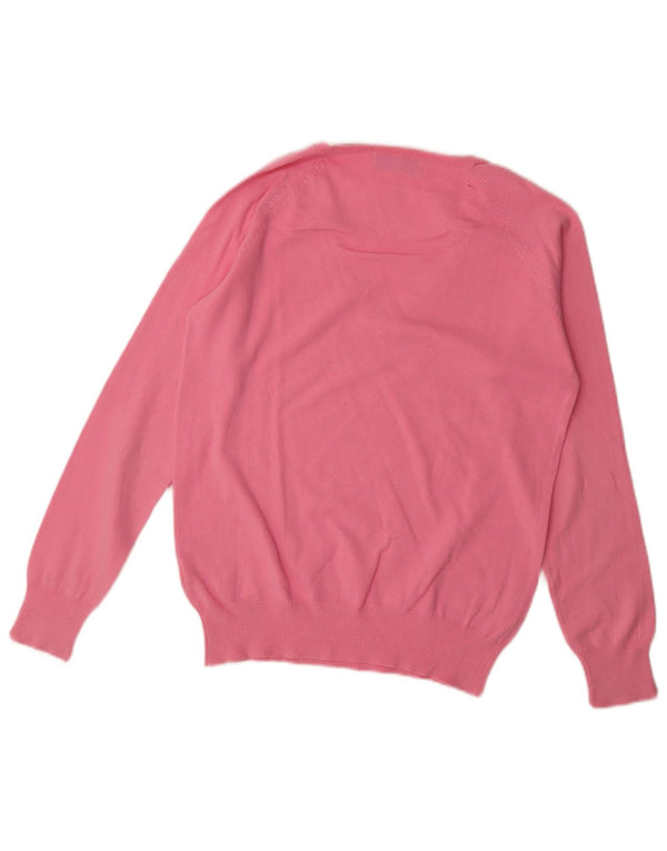 Maglione maglione con scollo a V da donna Zara UK 18 XL cotone rosa
