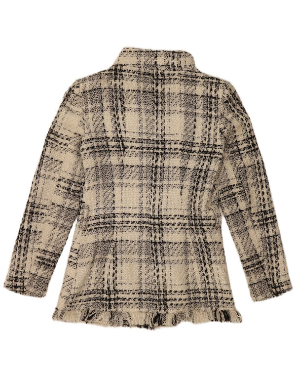 Zara Womens Double Breasted Jacket UK 10 Small White Check