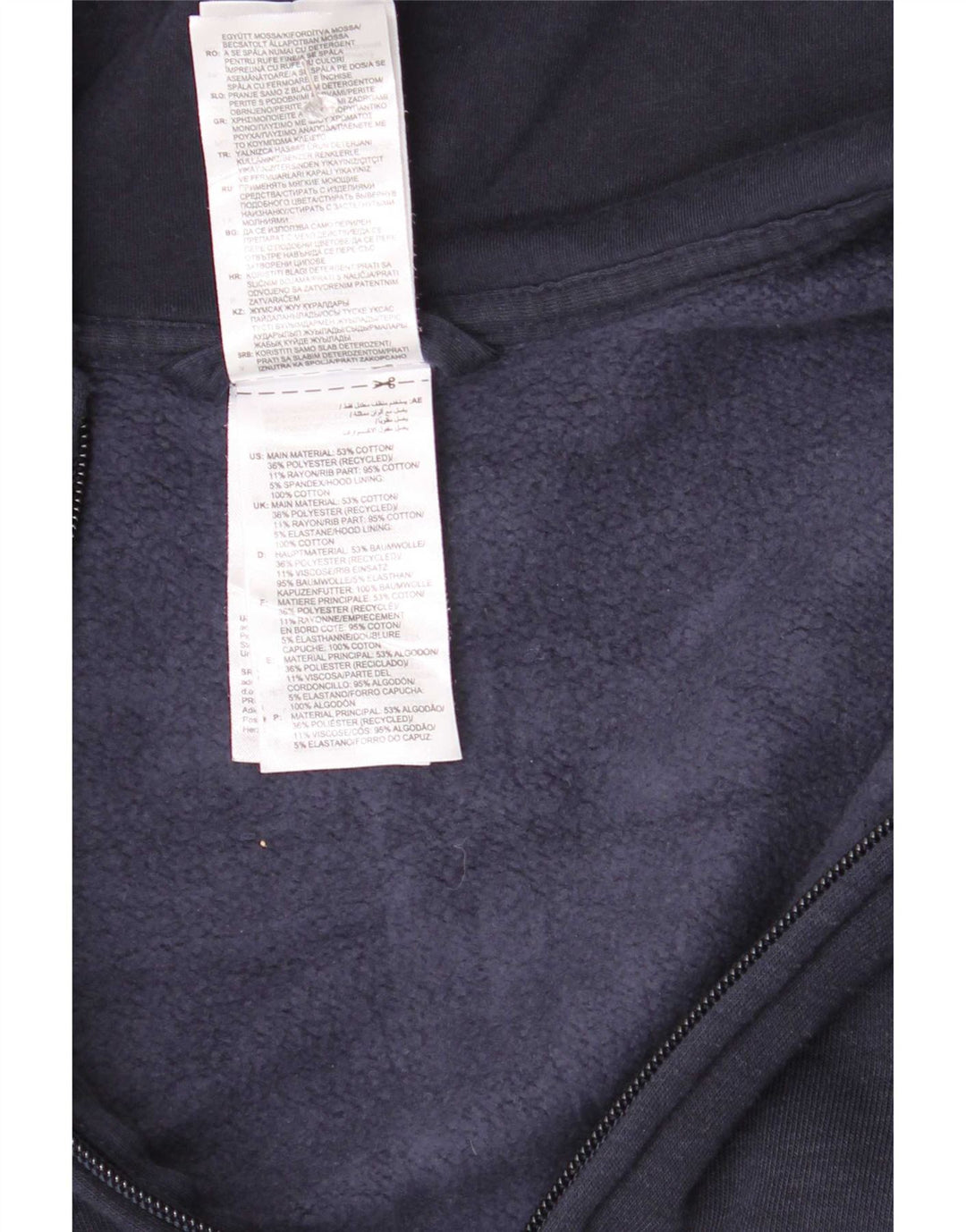 Maglione con cappuccio e zip da uomo Adidas in cotone blu navy medio