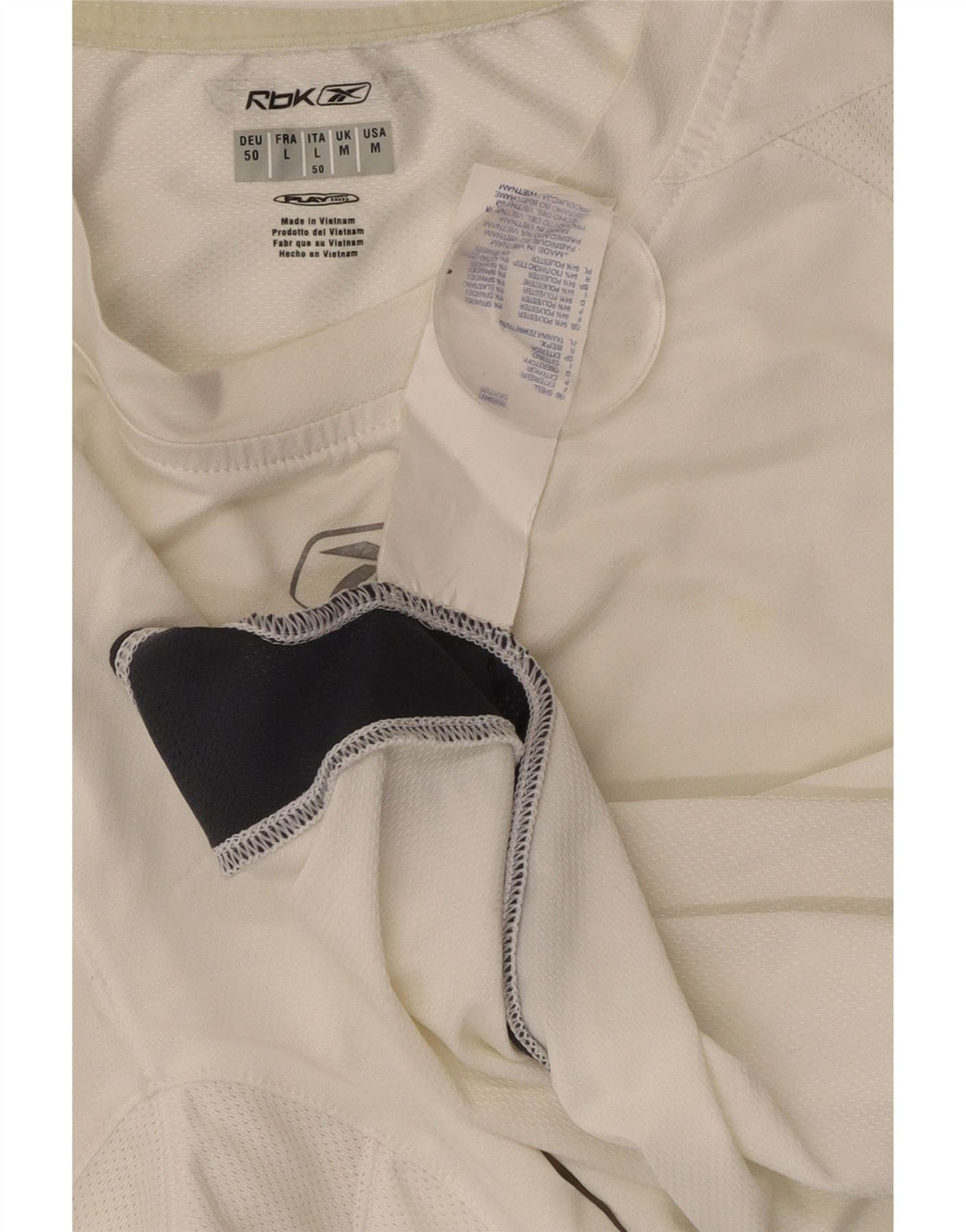 T-shirt da uomo REEBOK Top in poliestere color block bianco medio