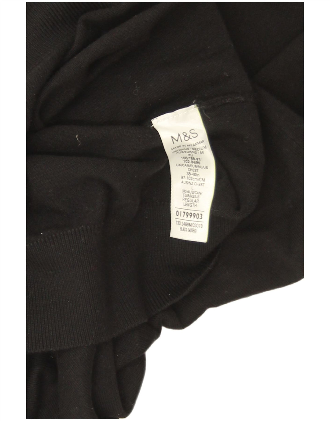 Maglione maglione a collo alto da donna Marks & Spencer UK 14 cotone nero medio