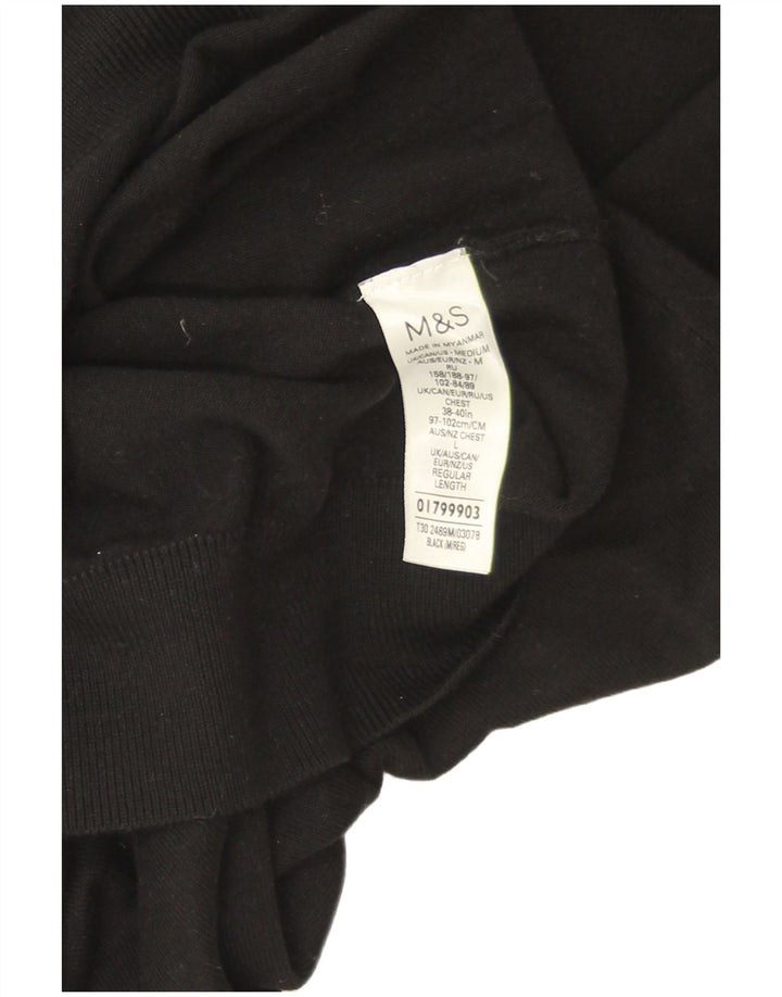 Maglione maglione a collo alto da donna Marks & Spencer UK 14 cotone nero medio
