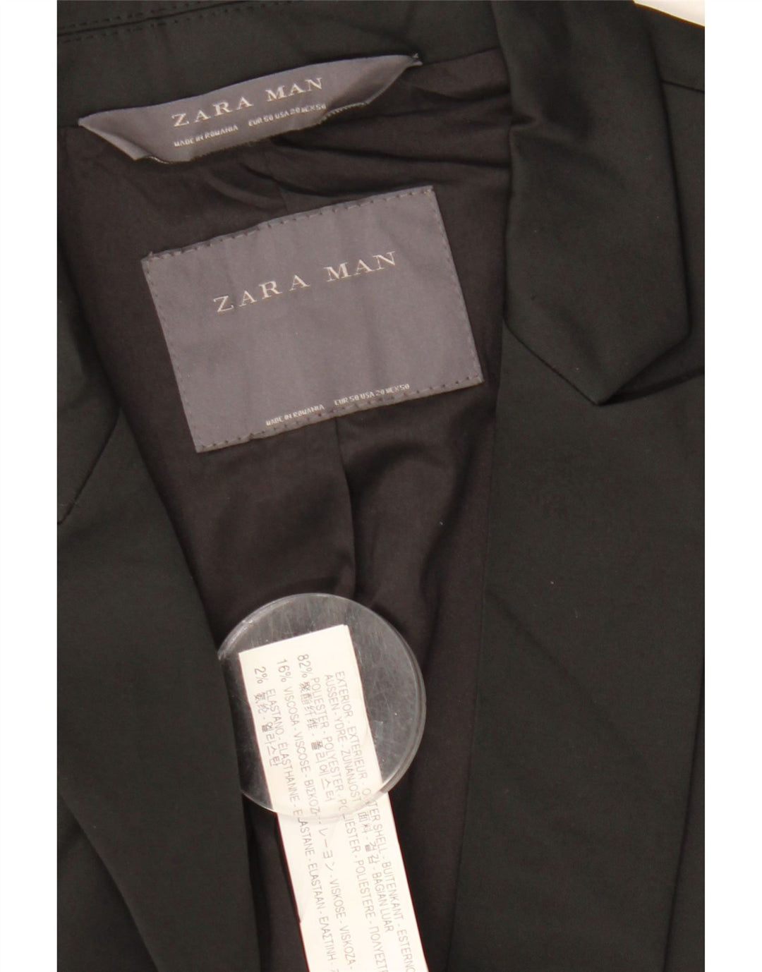 Giacca blazer a 2 bottoni da uomo Zara EU 50 poliestere nero medio