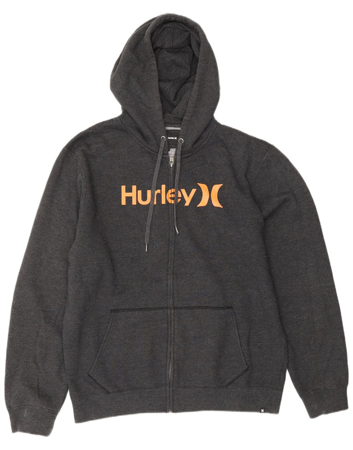 Felpa con cappuccio e zip grafica da uomo HURLEY grande in poliestere grigio