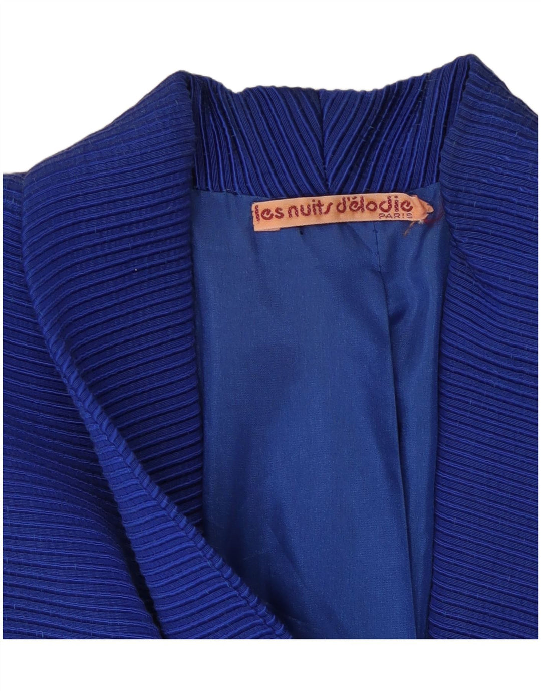 Giacca blazer da donna VINTAGE UK 12 Cotone gessato blu medio