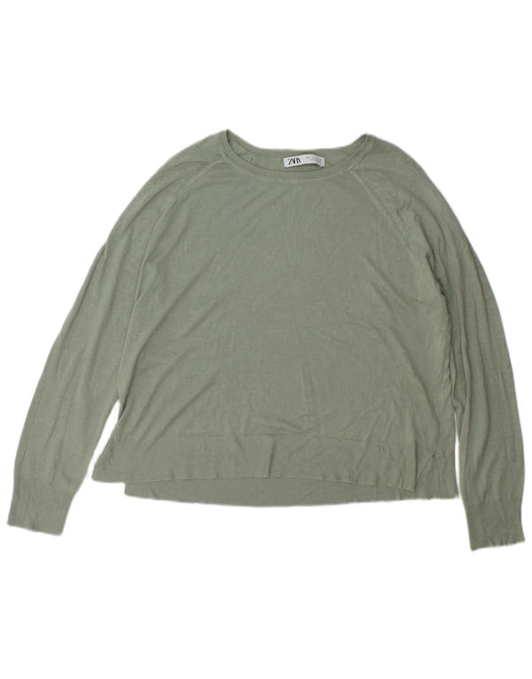 Maglione maglione con scollo a barca da donna Zara UK 16 grande verde