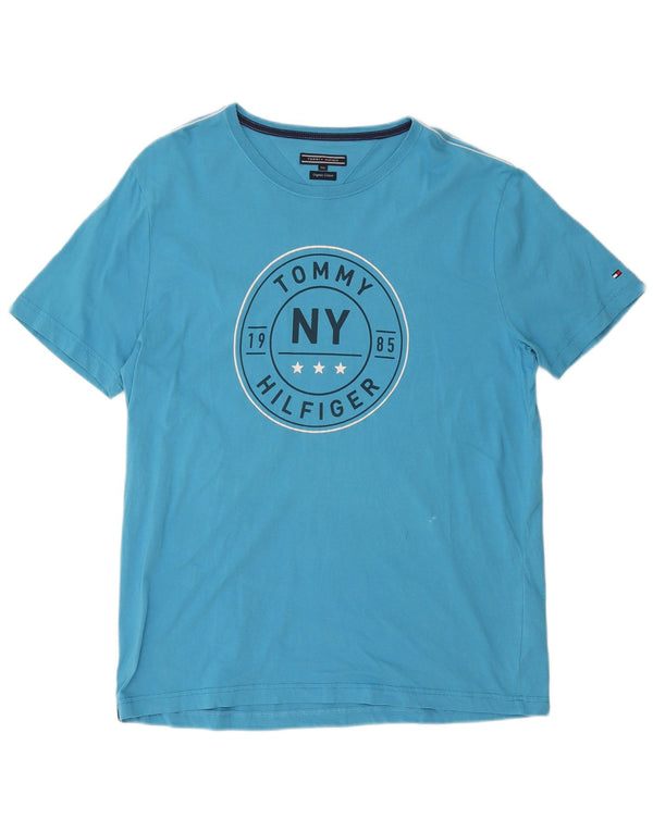 T-shirt grafica da uomo Tommy Hilfiger Top 2XL cotone blu