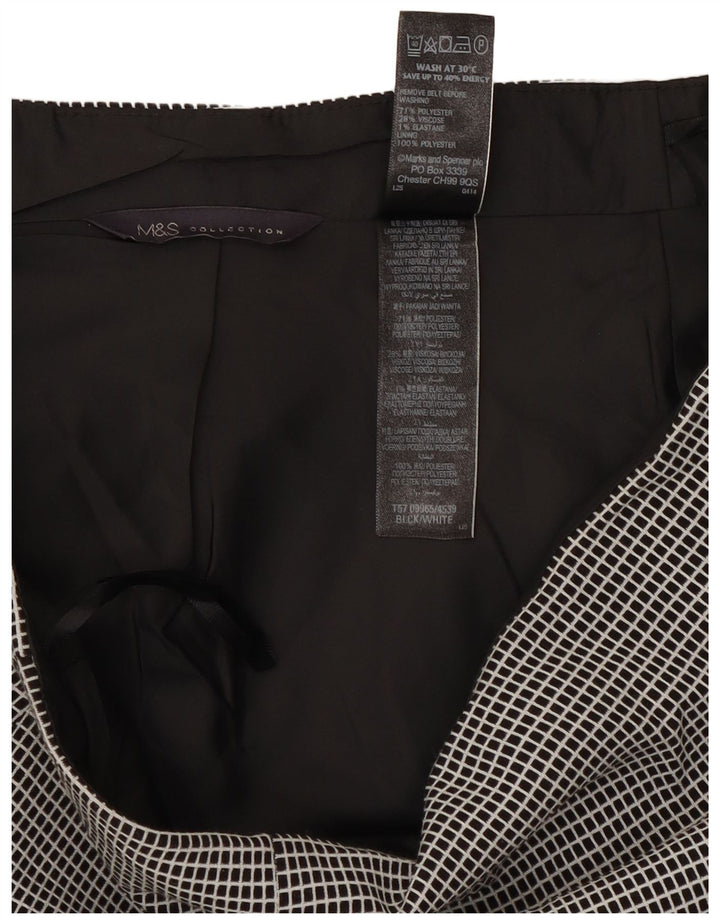 Gonna a tubino da donna Marks & Spencer UK 12 media W30 poliestere a quadri nero