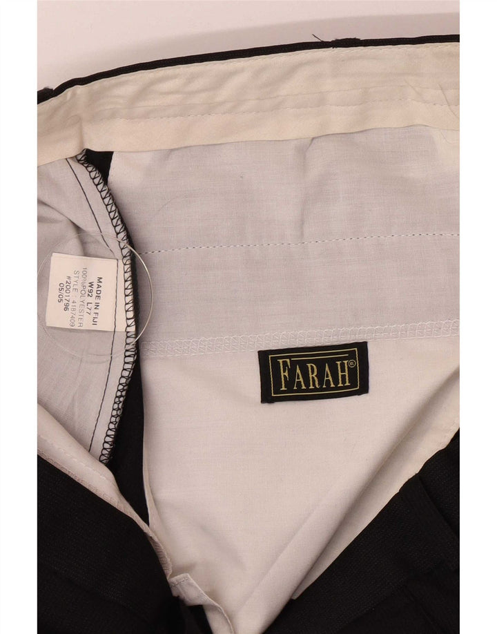 Pantaloni da completo da uomo con pegging Farah W36 L30 poliestere nero