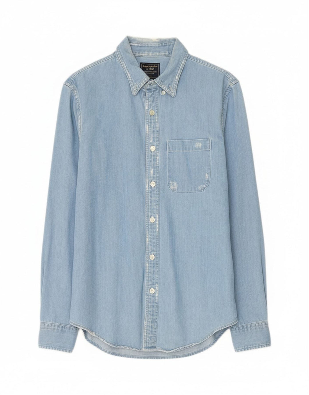 ABERCROMBIE & FITCH Mens Distressed Denim Shirt Medium Blue Cotton