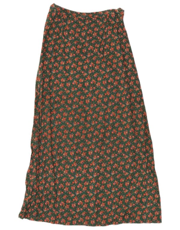 Gonna lunga da donna vintage W26 piccola floreale verde