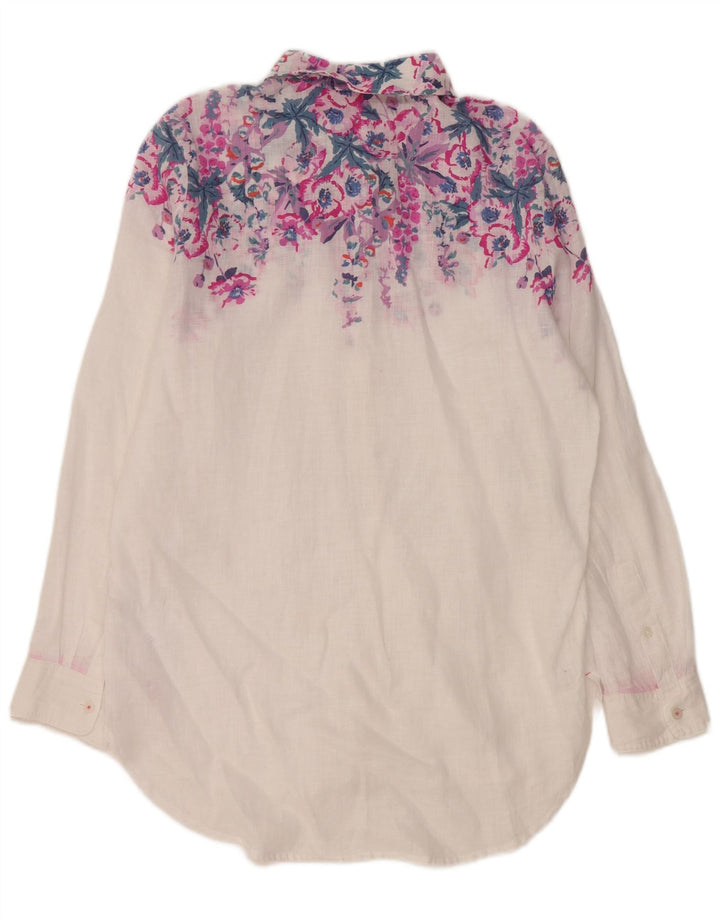 Camicia oversize da donna Joules UK 8 piccolo lino floreale bianco