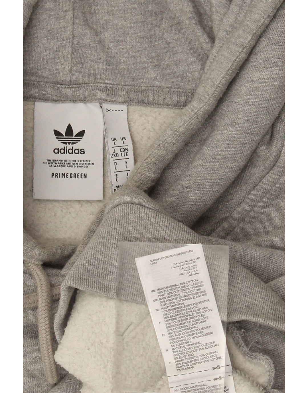Maglione con cappuccio da uomo ADIDAS grande in cotone grigio