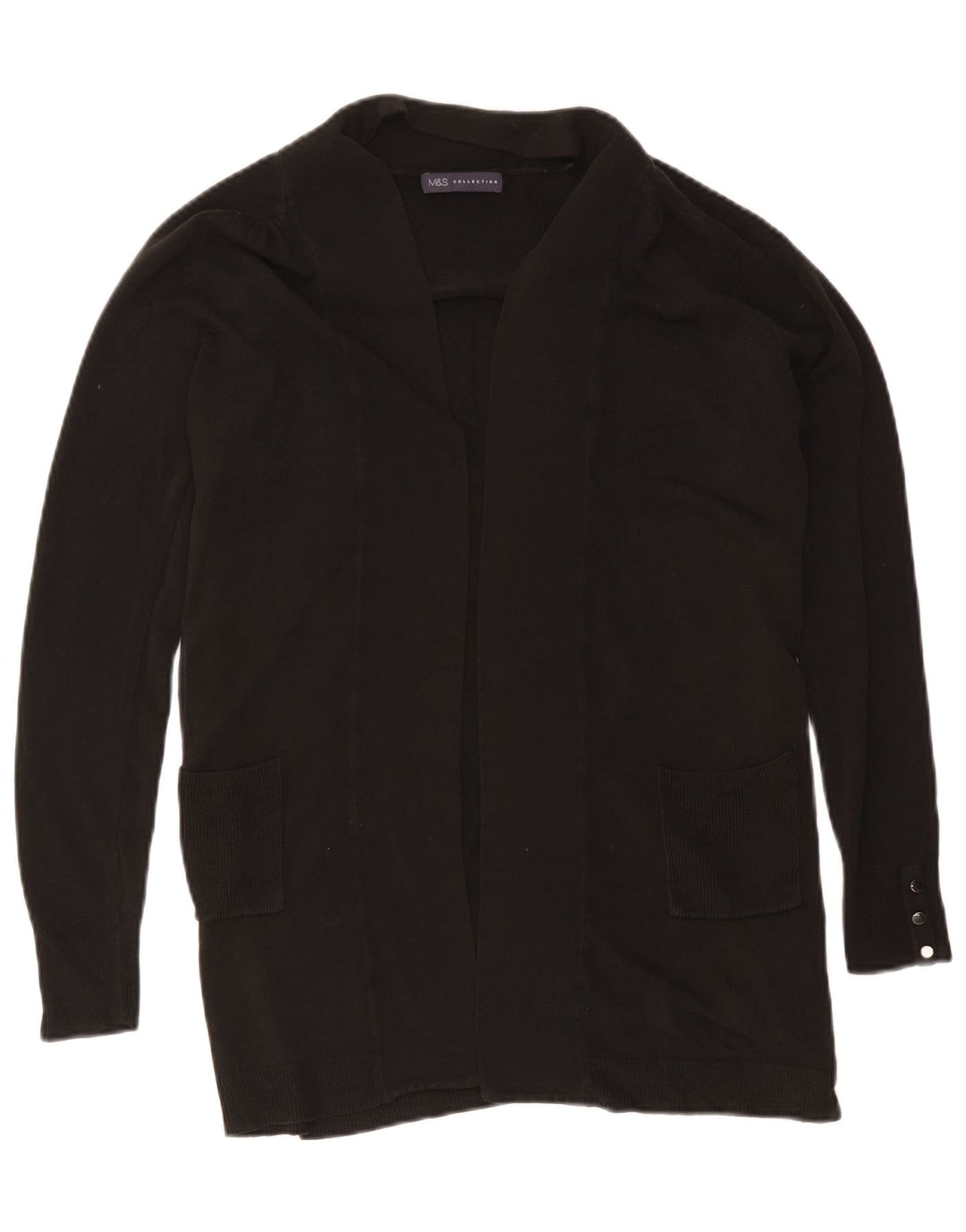 Maglione cardigan aperto da donna Marks & Spencer UK 12 acrilico nero medio