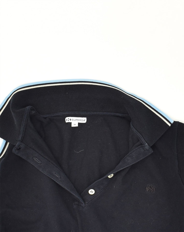 SUPERGA Womens Sleeveless Polo Shirt UK 12 Medium Black Cotton | Vintage Superga | Thrift | Second-Hand Superga | Used Clothing | Messina Hembry 