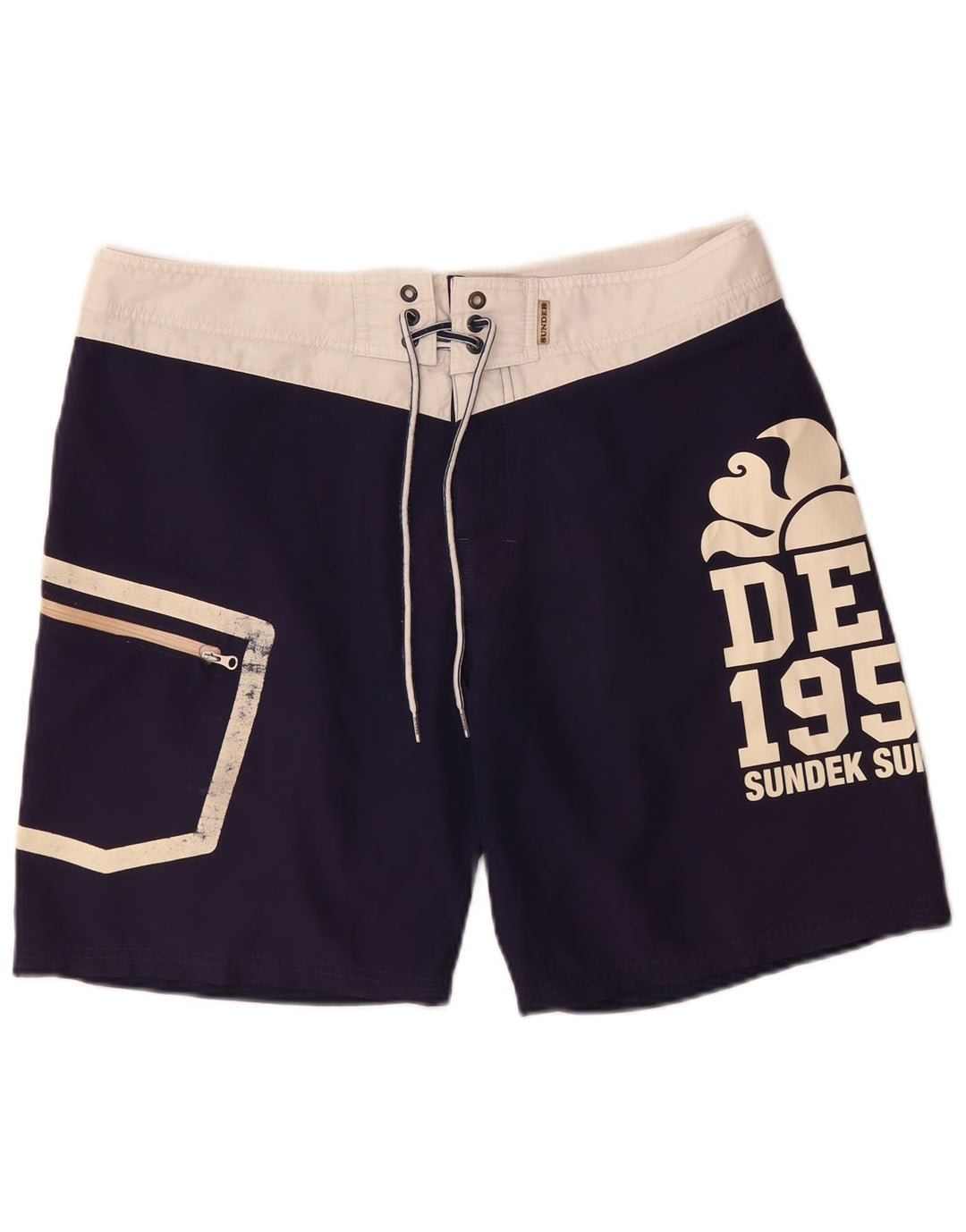 Pantaloncini da bagno grafici da uomo Sundek grandi color blu navy
