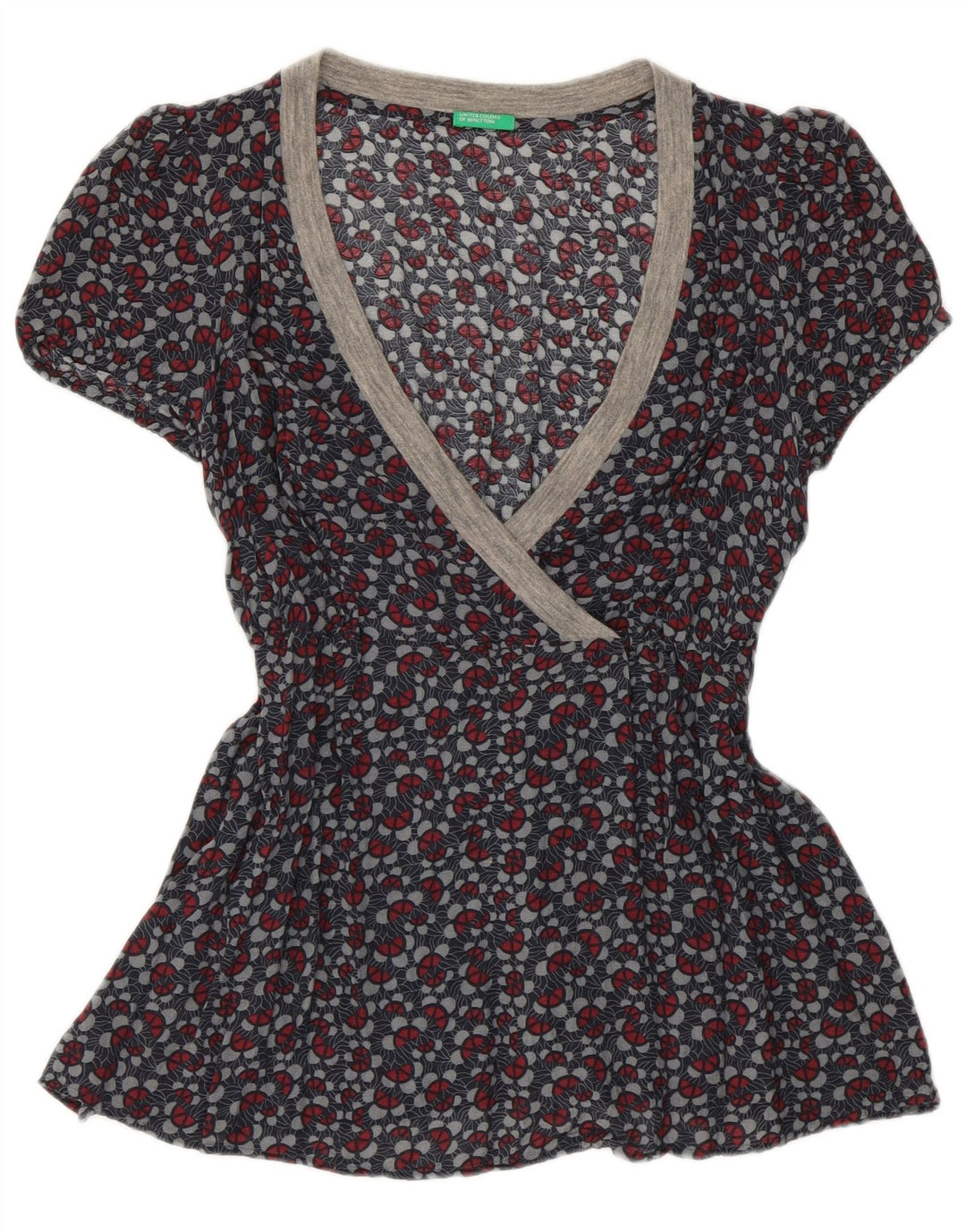 Camicetta da donna Benetton Top UK 10 piccolo grigio floreale