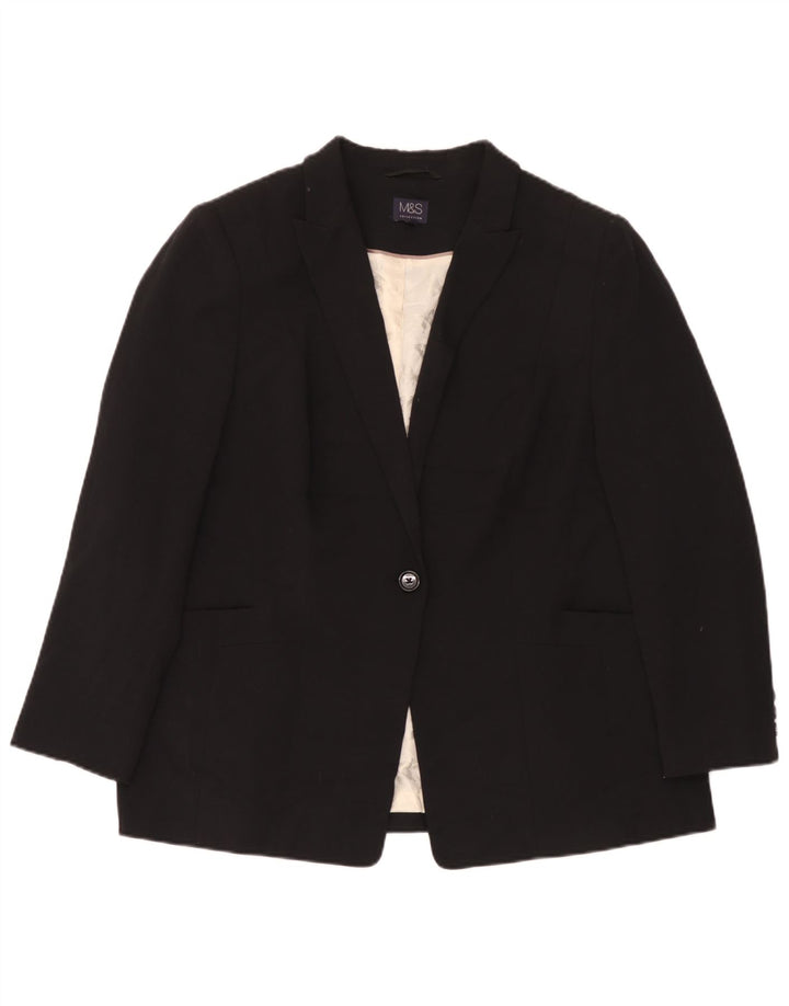 Giacca blazer a 1 bottone Marks & Spencer da donna UK 22 3XL poliestere nero