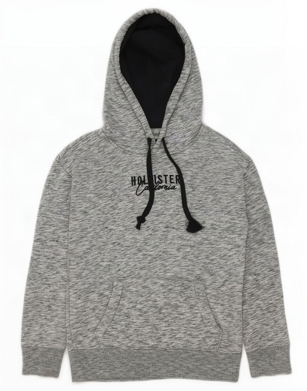 Felpa con cappuccio grafica da uomo Hollister 2XS cotone chiazzato grigio