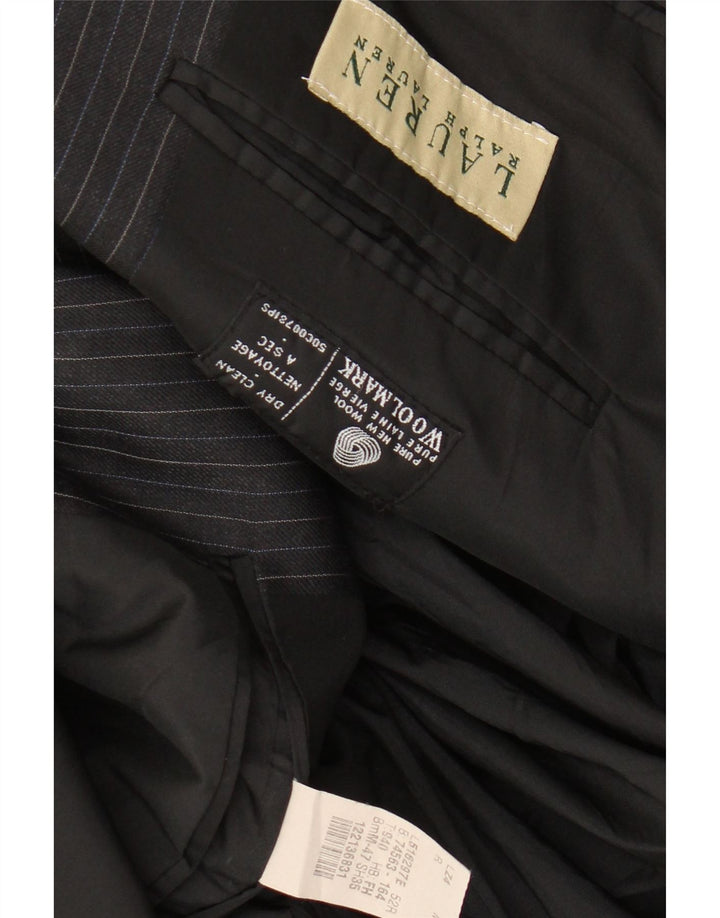 Giacca blazer da uomo a 2 bottoni Ralph Lauren UK 42 XL lana gessata nera