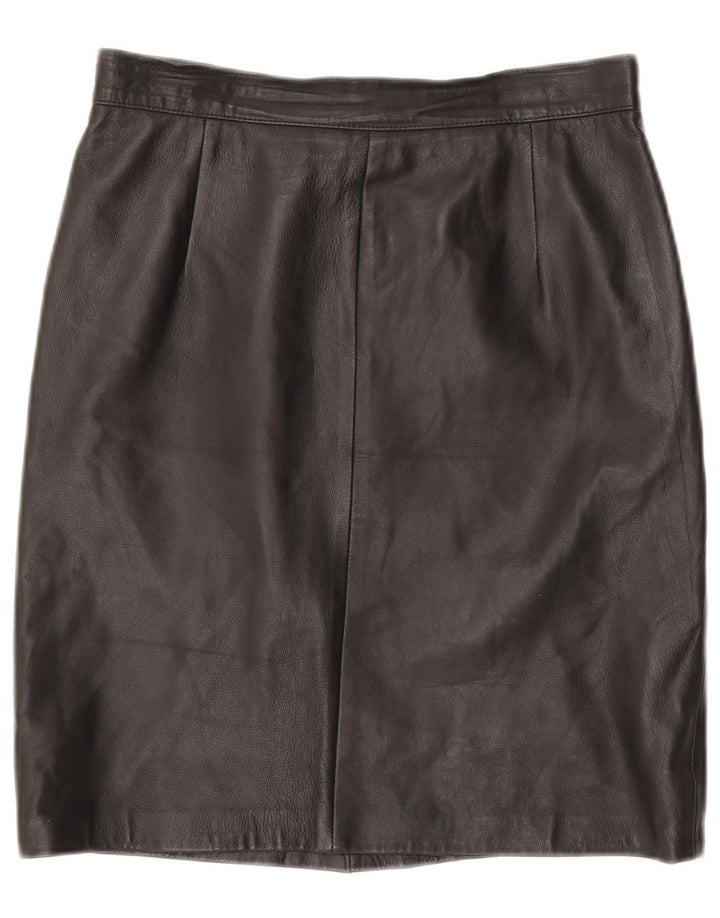 Gonna in pelle vintage da donna IT 46 grande W32 in pelle nera