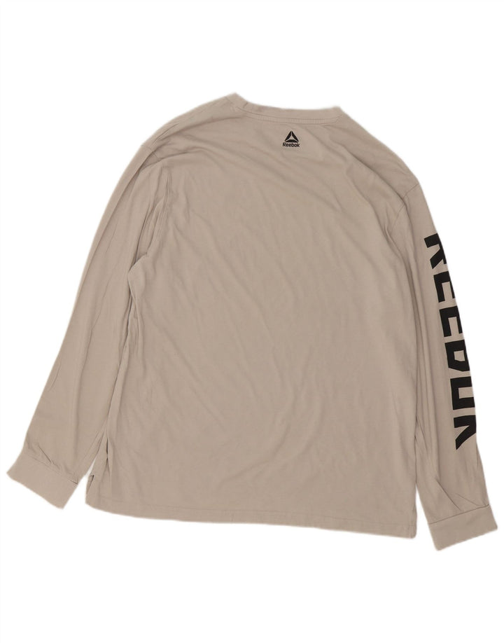 Reebok Top grafico da uomo a maniche lunghe in cotone grigio grande