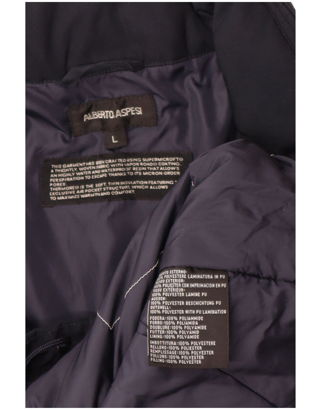 Giacca militare con cappuccio da uomo Alberto Aspesi UK 40 Large Poliestere blu navy