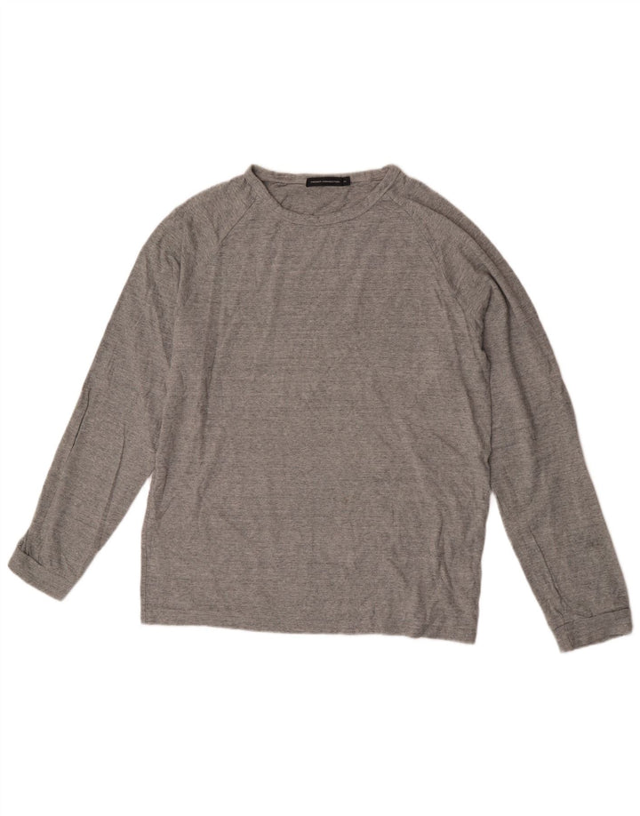 French Connection Top da uomo a maniche lunghe in cotone mélange grigio medio