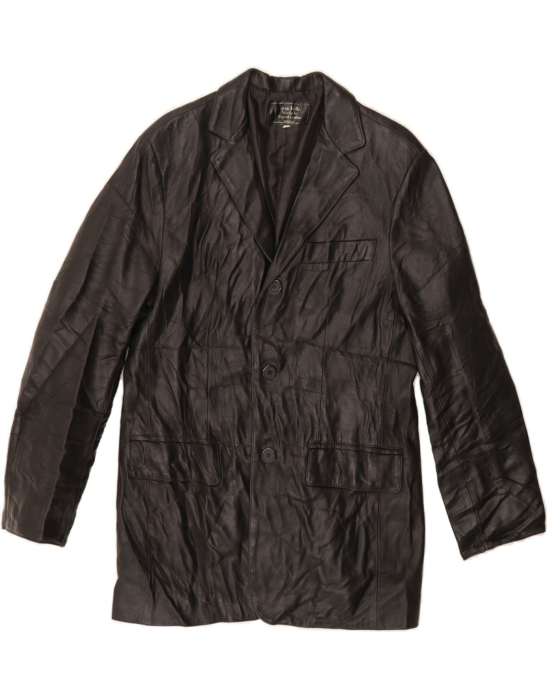 VINTAGE Womens Leather Jacket IT 46 Large Black Leather Vintage Vintage and Second-Hand Vintage from Messina Hembry 