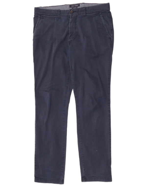 Pantaloni chino slim fit da uomo Tommy Hilfiger W33 L32 cotone blu navy