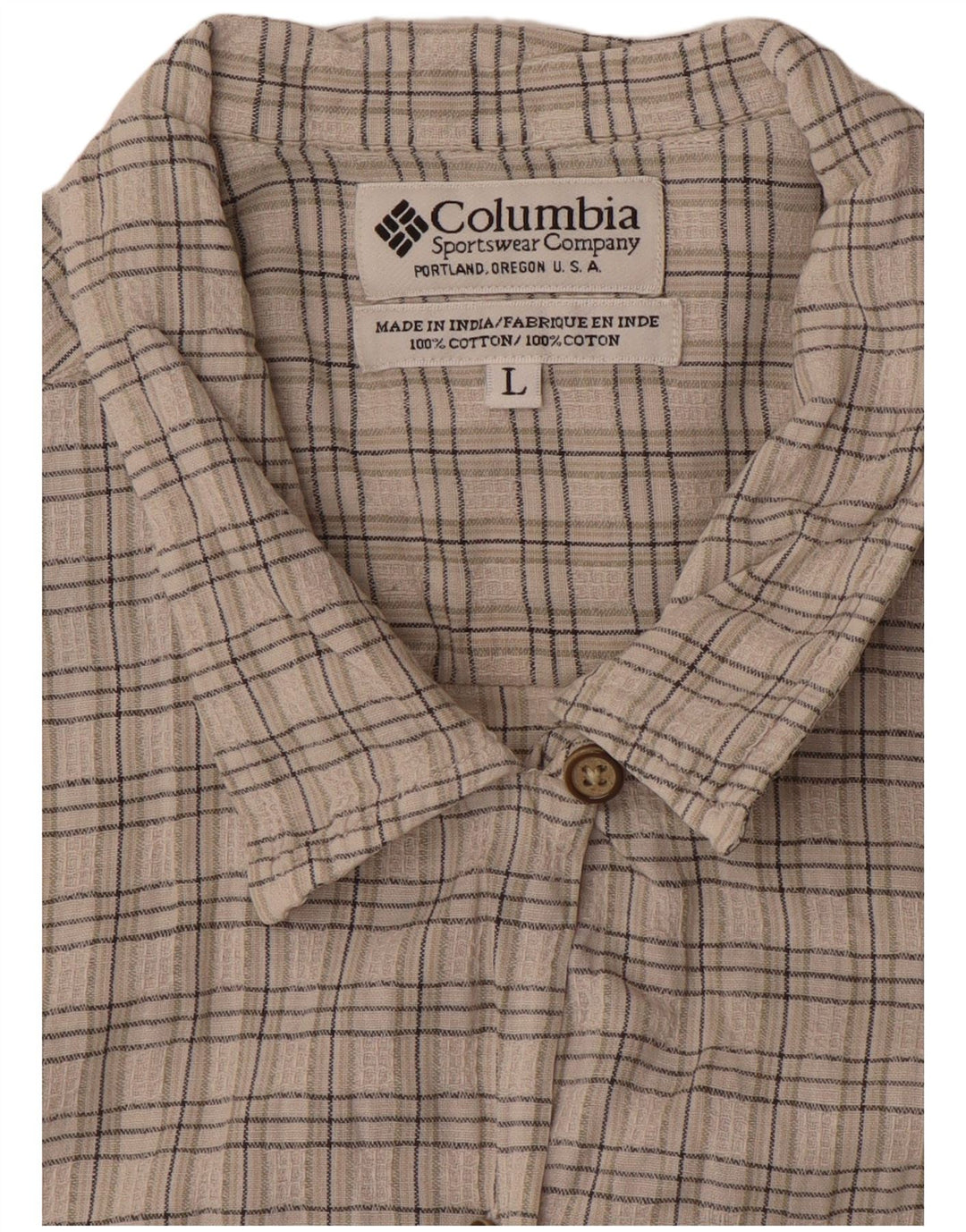 Camicia a maniche corte da donna COLUMBIA UK 16 Grande cuore in cotone a quadri grigi