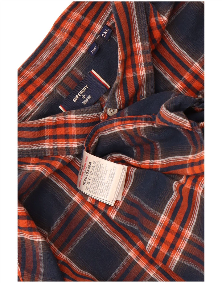 Camicia da uomo in flanella Superdry 2XL cotone a quadri blu navy