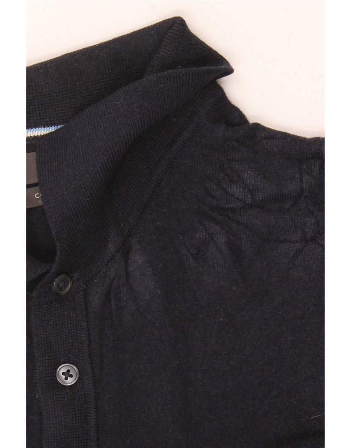 Maglione da uomo Marks & Spencer a maniche corte con collo a polo, blu navy medio