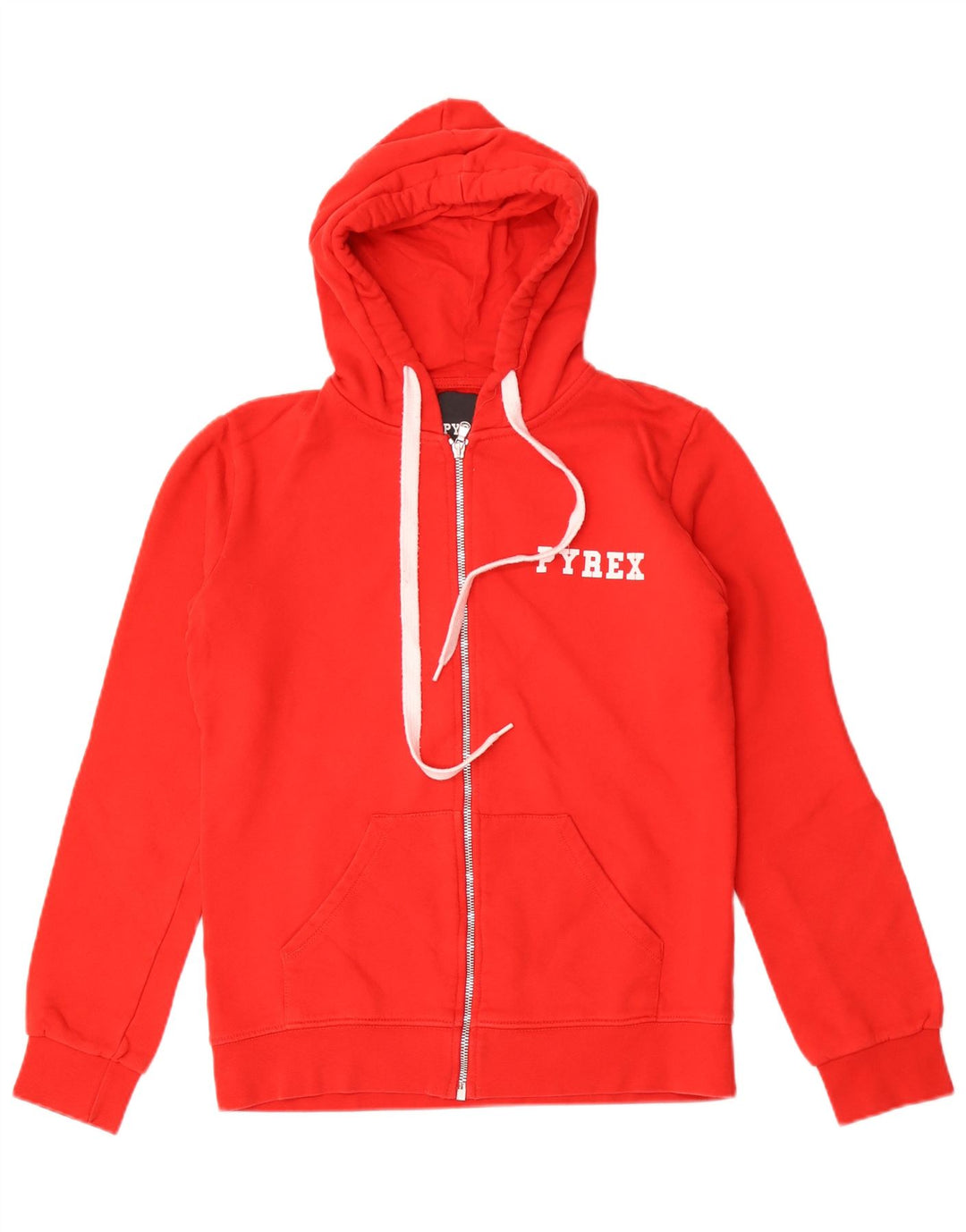 Pyrex Felpa con cappuccio con zip grafica da donna UK 14 Cotone rosso medio