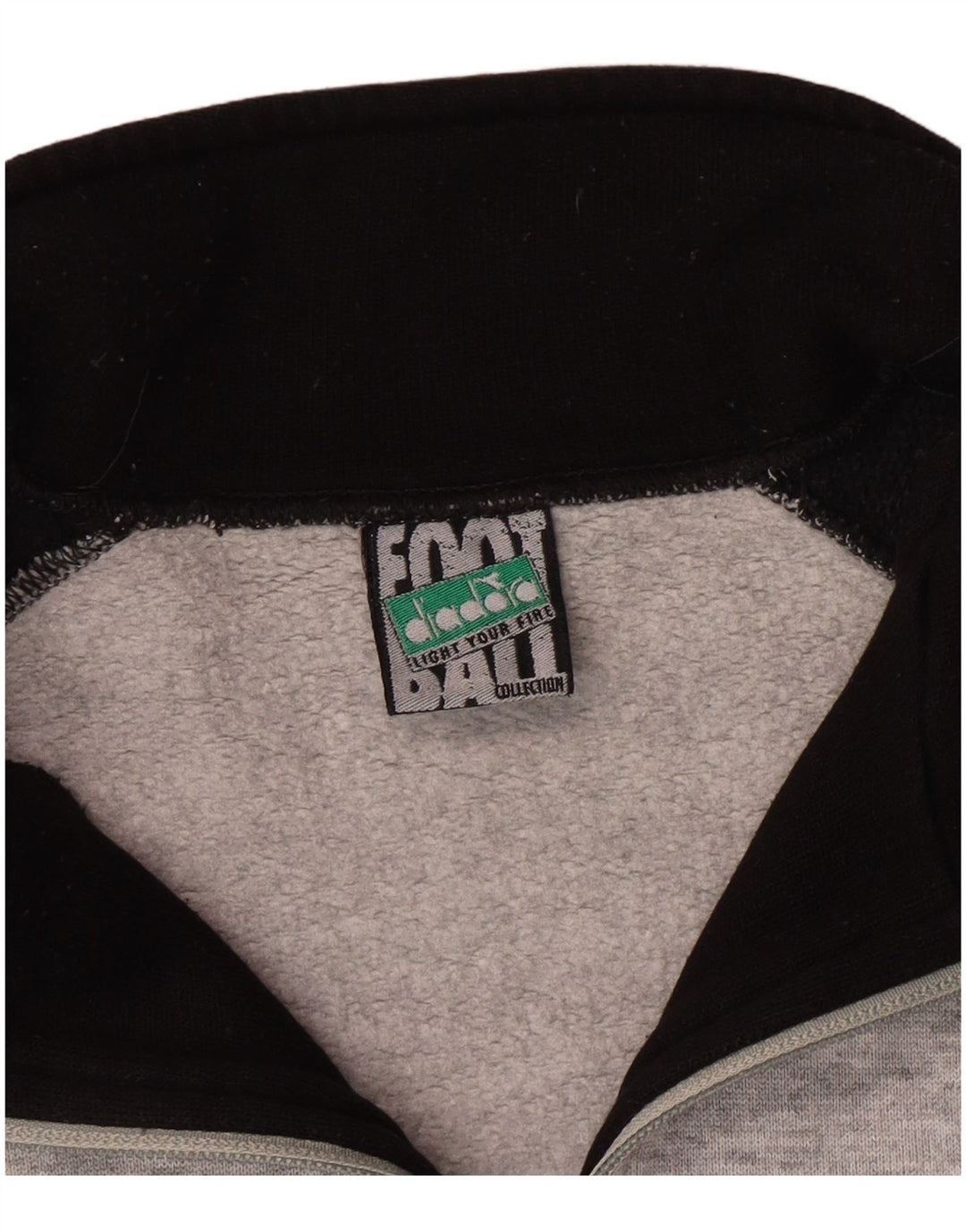 Felpa Diadora da uomo con zip e collo, grande, in cotone color block grigio