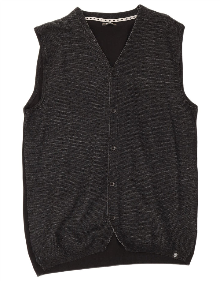 Maglione cardigan senza maniche da uomo Datch 3XL viscosa nera