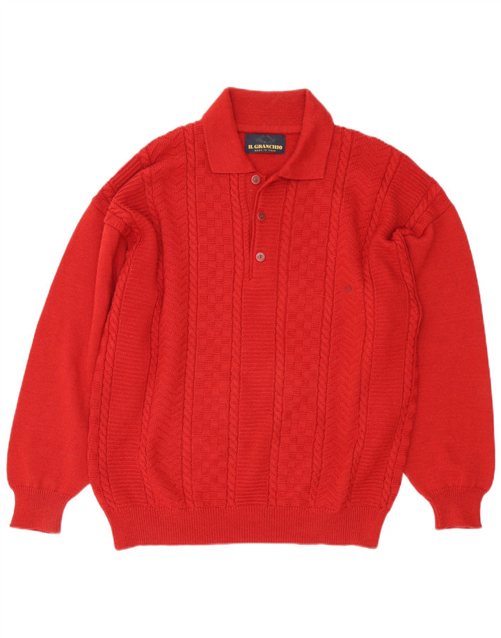 Maglione da uomo a collo alto Il Granchio, grande, in lana rossa