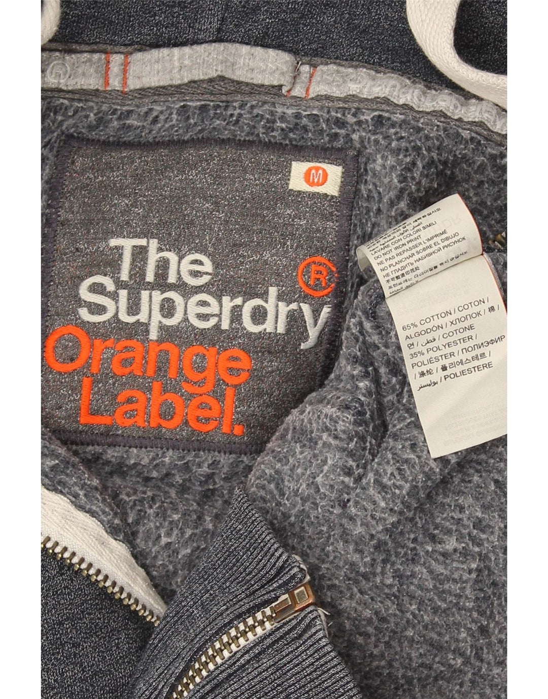 Maglione con cappuccio e zip da uomo Superdry in cotone grigio medio
