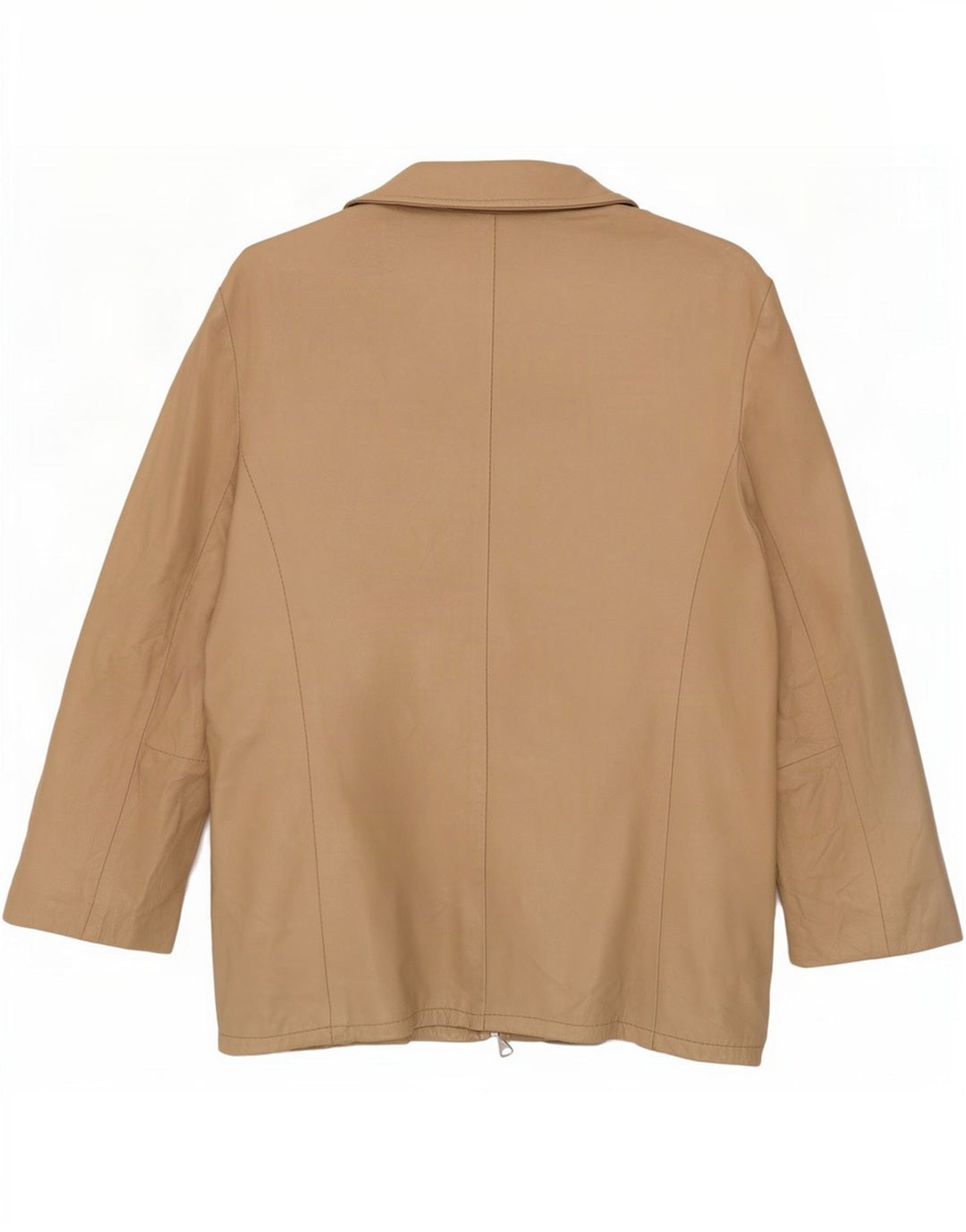 Giacca in pelle oversize da donna vintage con maniche a 3/4 UK 6 XS Beige