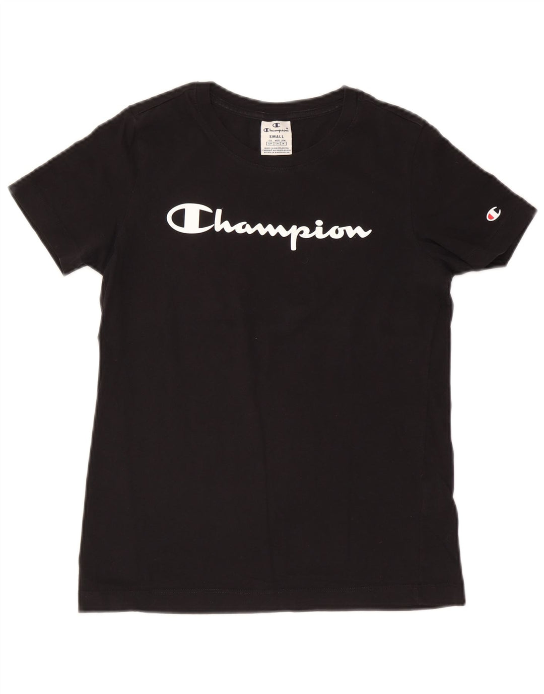 T-shirt grafica da donna Champion Top UK 10 piccola nera