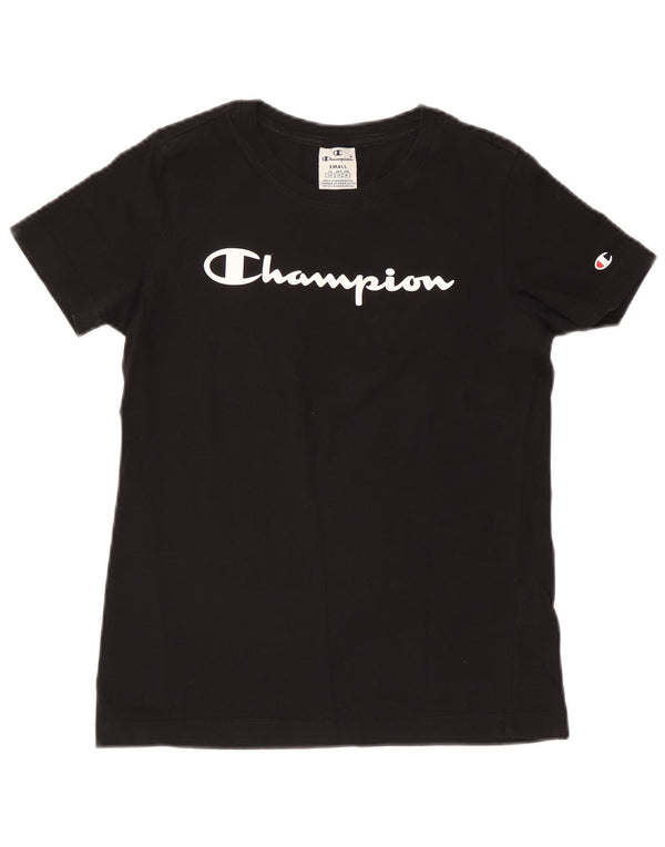 T-shirt grafica da donna Champion Top UK 10 piccola nera