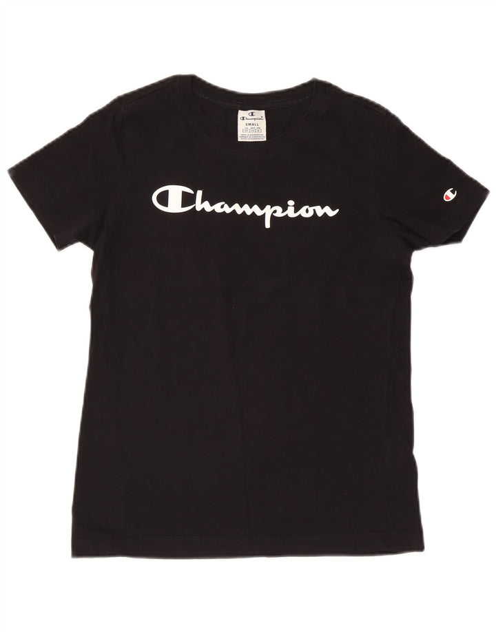 T-shirt grafica da donna Champion Top UK 10 piccola nera