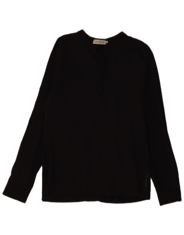 Calvin Klein Jeans Top da donna a manica lunga UK 12 medio cotone nero