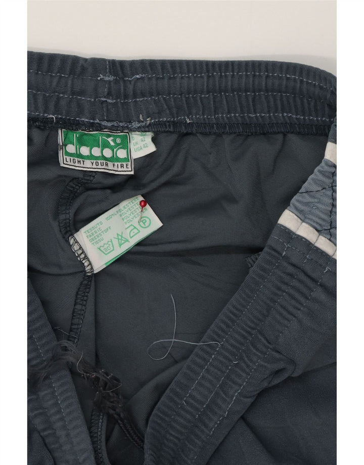 DIADORA Pantaloni da tuta da uomo UK 42 Large Grigio Colourblock Poliestere