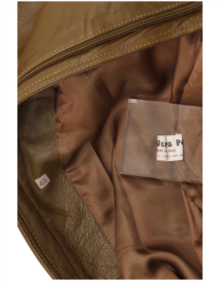 Giacca in pelle da uomo vintage IT 48 in pelle verde medio